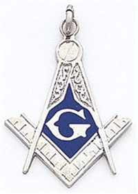 SS Large S&C charm/Pendant with blue enamel
