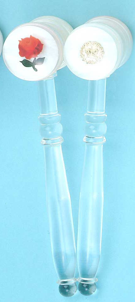 O.E.S... Ladies Gavel Lucite with Red Rose
