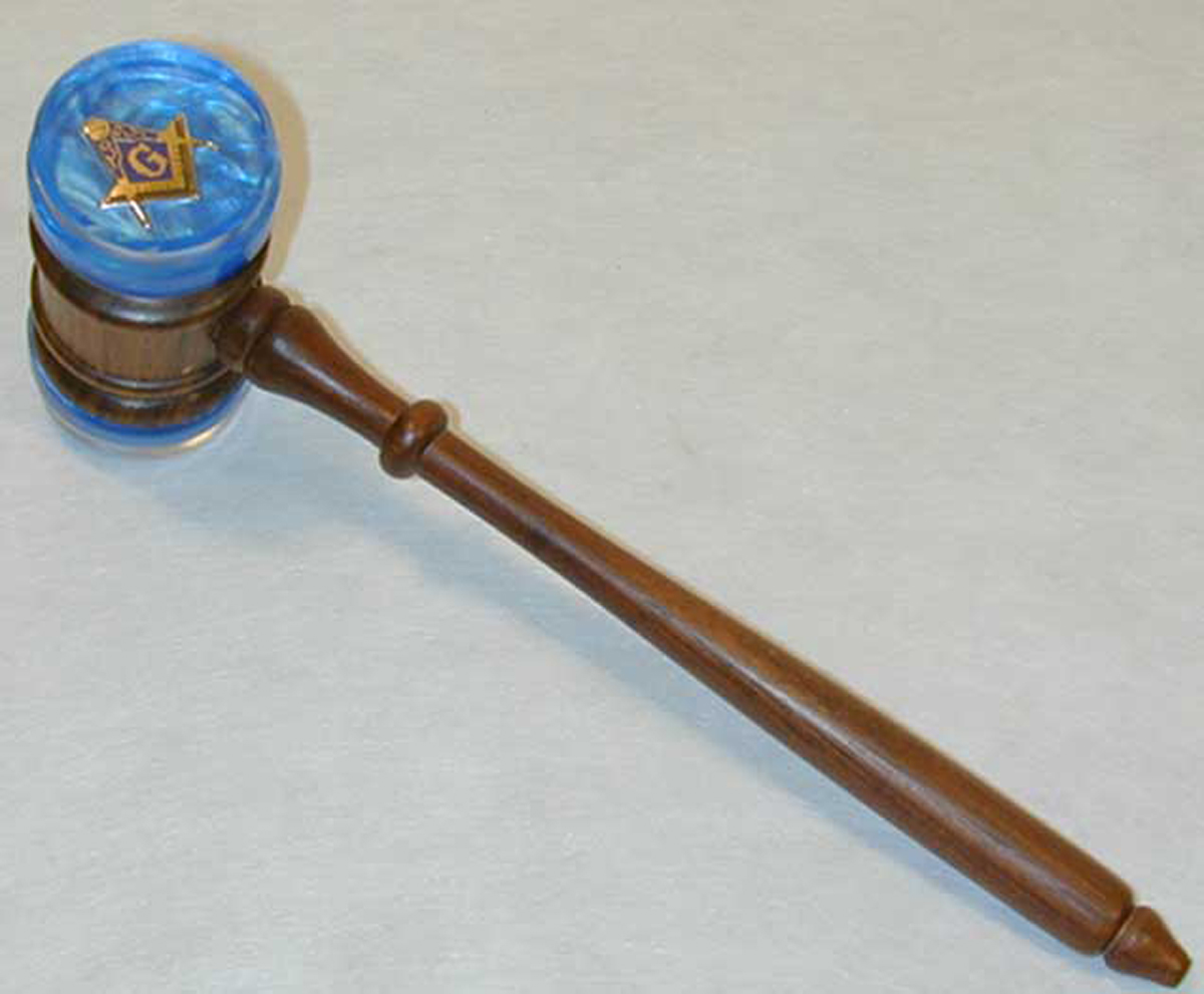 Masonic Walnut and lucite Gavel and band