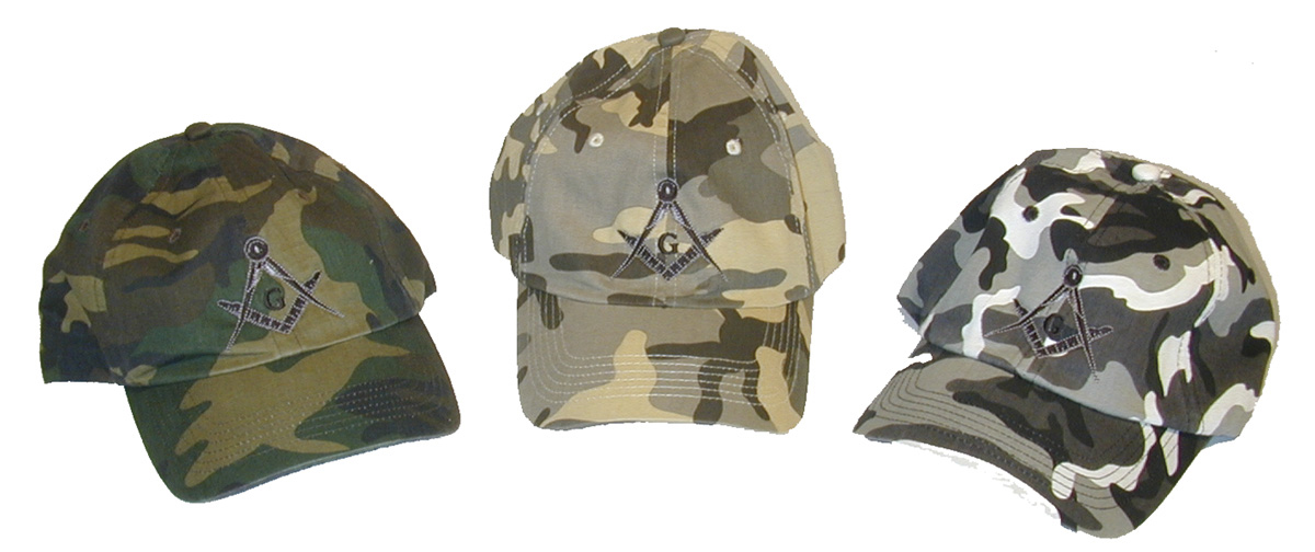 Port Authority Camouflage ball cap with Masonic emblem
