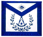 Masonic Past Master Royal Blue Satin  Apron Emblem with Wreath
