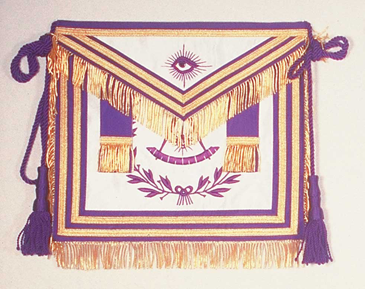 Past Master Apron with Non-Tarnish Embroidery and Fringe
