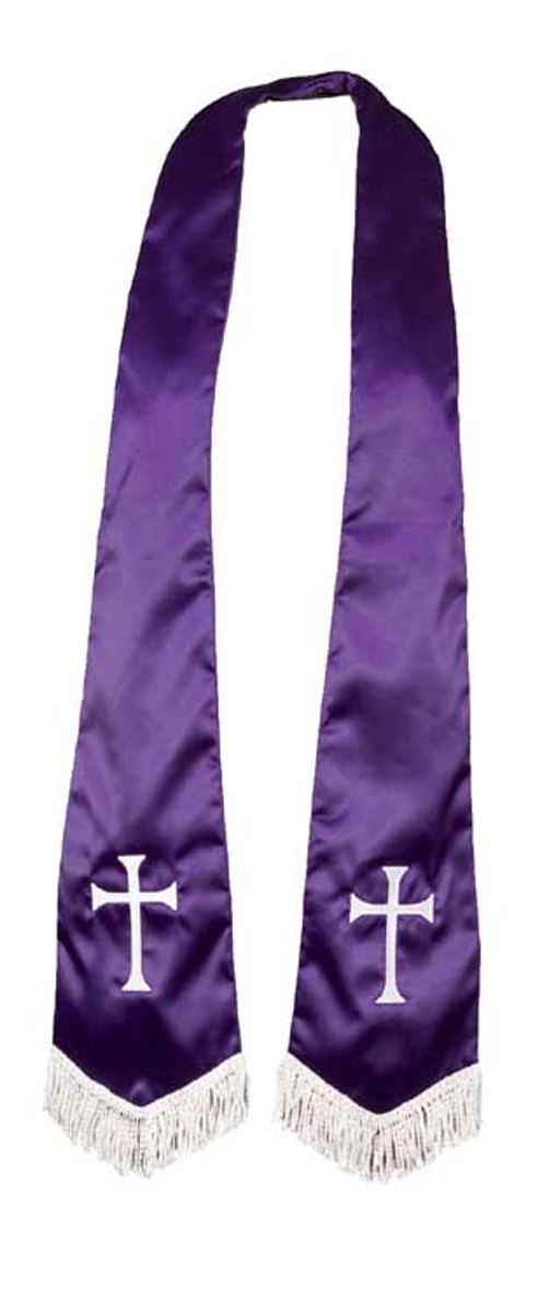 Purple Satin Stole with embroidery