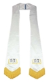 White Satin Stole with embroidered open bible each end