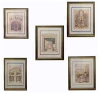 Five Rare Masonic Framed Prints
