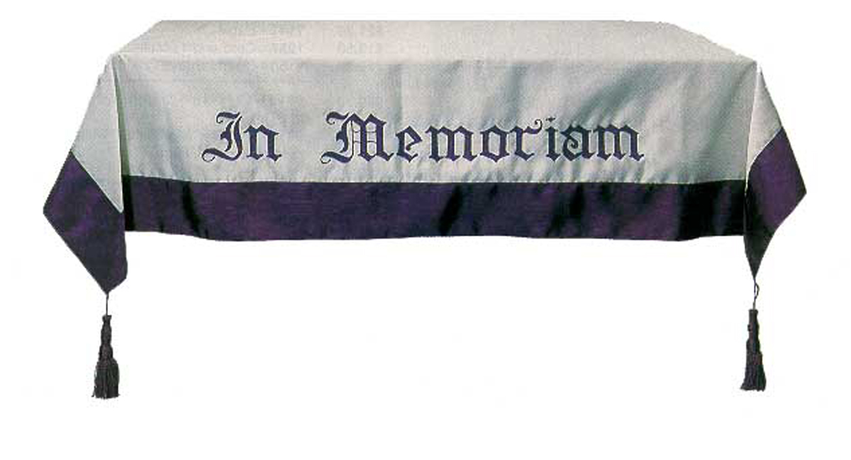 Memorial Cover with In Memoriam embroidered in purple