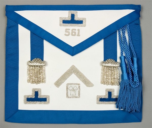 Pennsylvania Bullion Past Master Apron with Cadet Blue trim and Silver Bullion