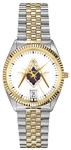 Masonic watch with silver and gold band. Date window.