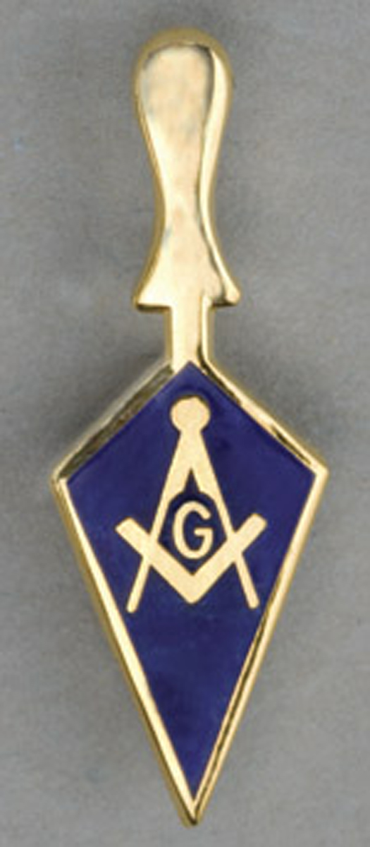 Masonic Trowel Lapel Button in gold tone
