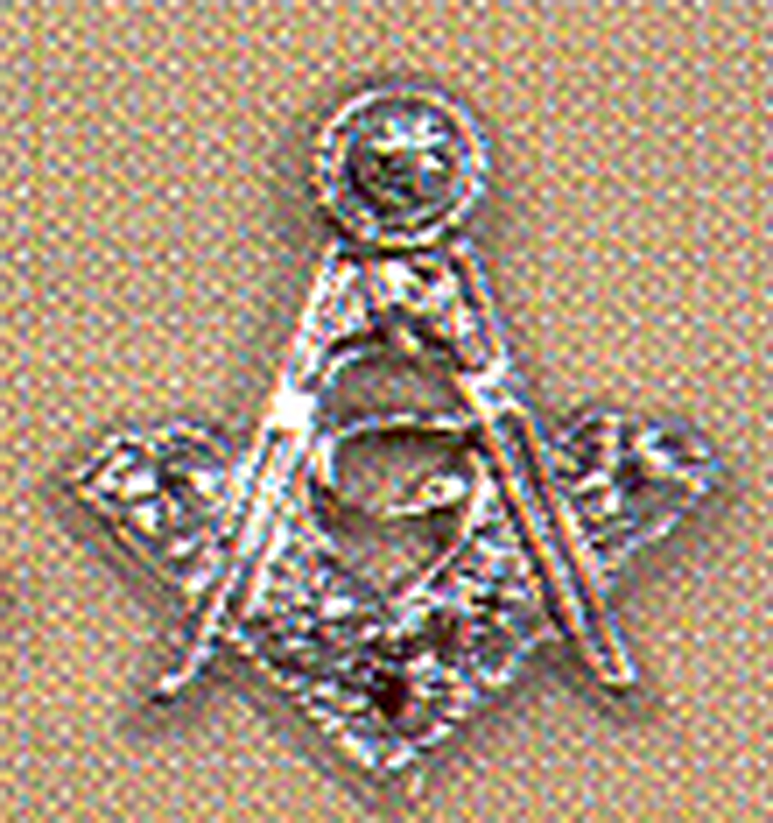 Masonic Lapel Button in silver tone with rhinestones
