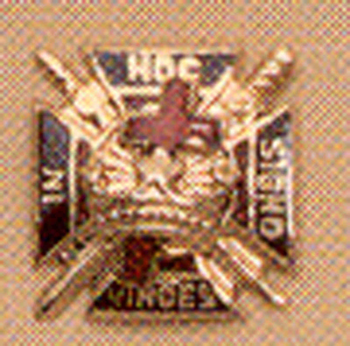 Knights Templar Lapel Button in 14K YG and red and black enamel