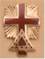 Past Commander Lapel Button in 14K YG and red enamel for K/T