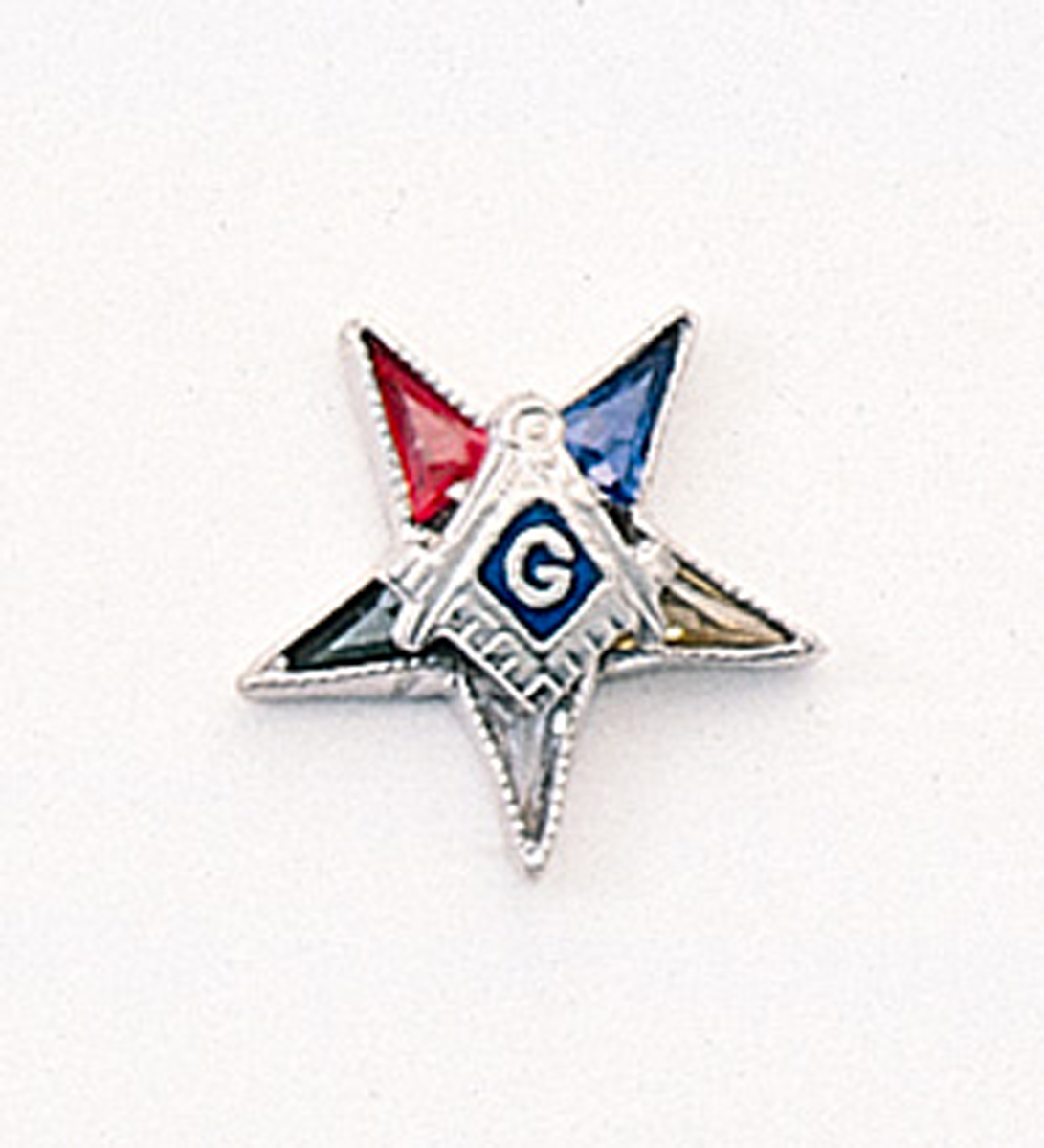 Eastern Star Patron Lapel Button in 10K WG & YG with stone points  