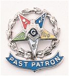 Eastern Star Past Patron Lapel Button in 10K WG  with colored enamel  