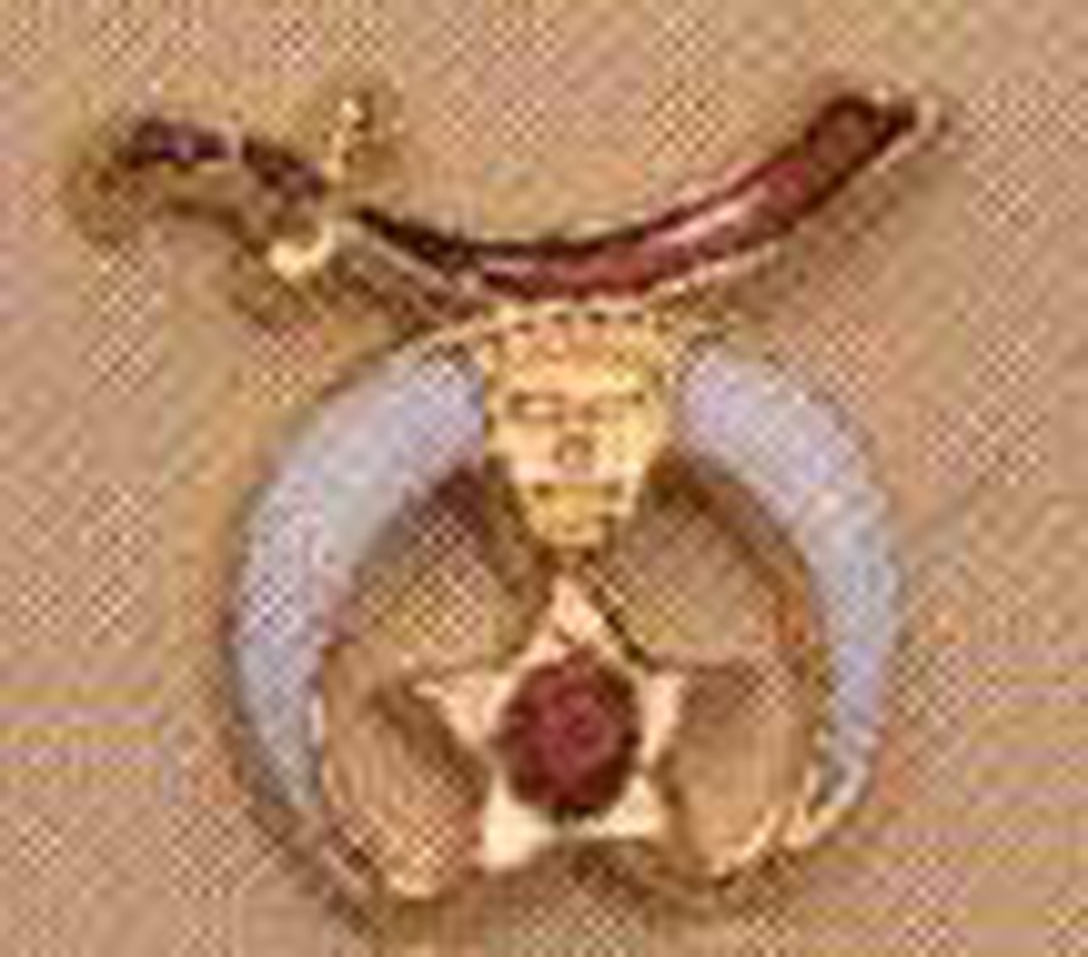 Shrine Lapel Button in gold tone and color enamel