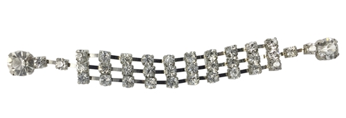 Triple row fez tassel pin with white rhinestones