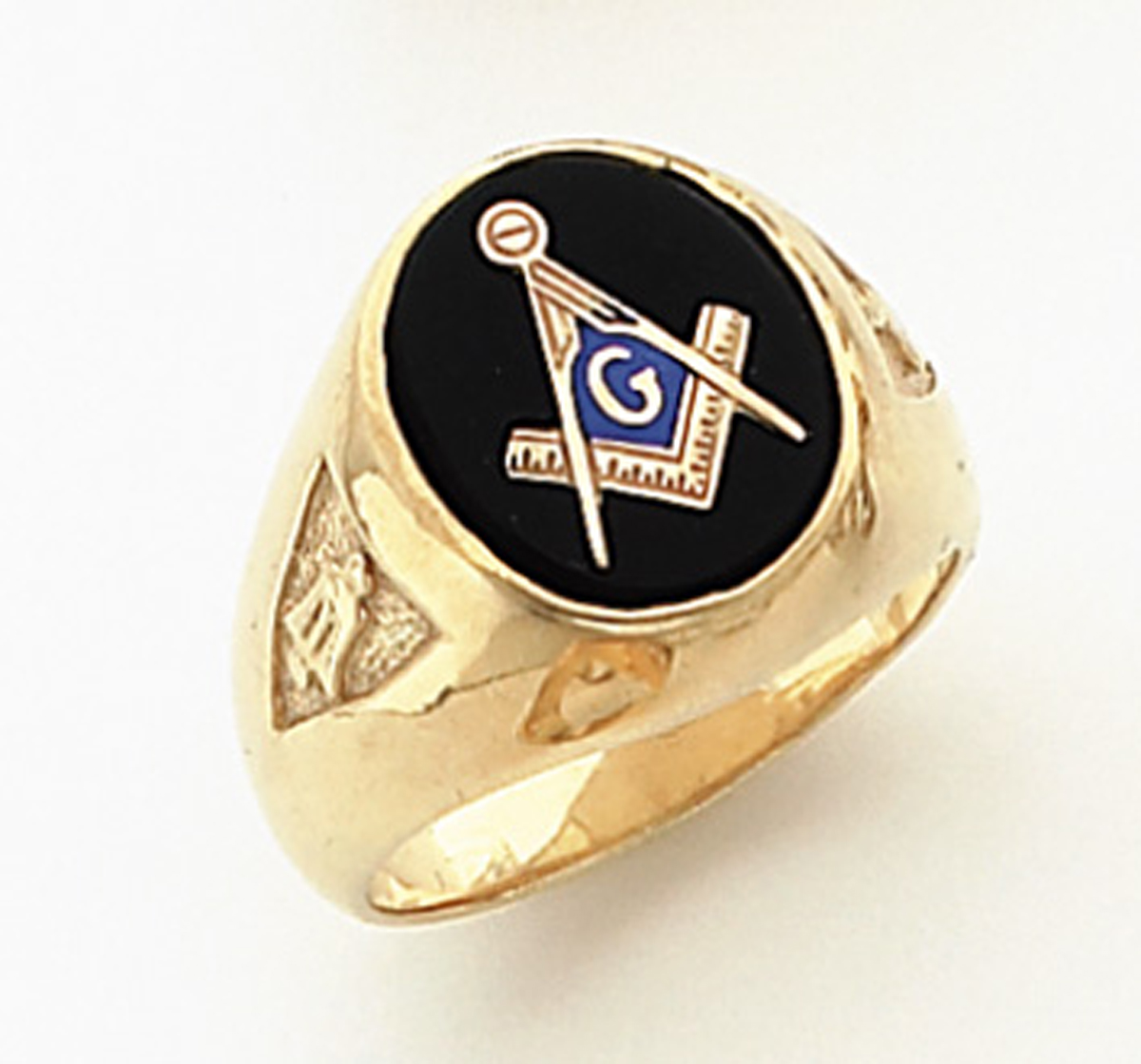 Masonic Oval Stone Ring with side engraving