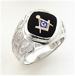 Master Mason ring Diamond shaped stone & rounded edges with S&C and 