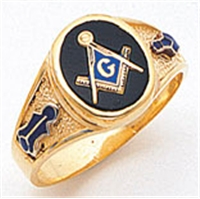Master Mason ring Round stone with S&C and "G" - 10KYG