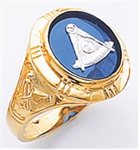 Past Master ring Round stone, Compass & Quadrant with Sun - Sterling Silver