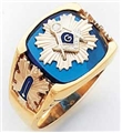 Masonic Ring Raised Emblem on stone background