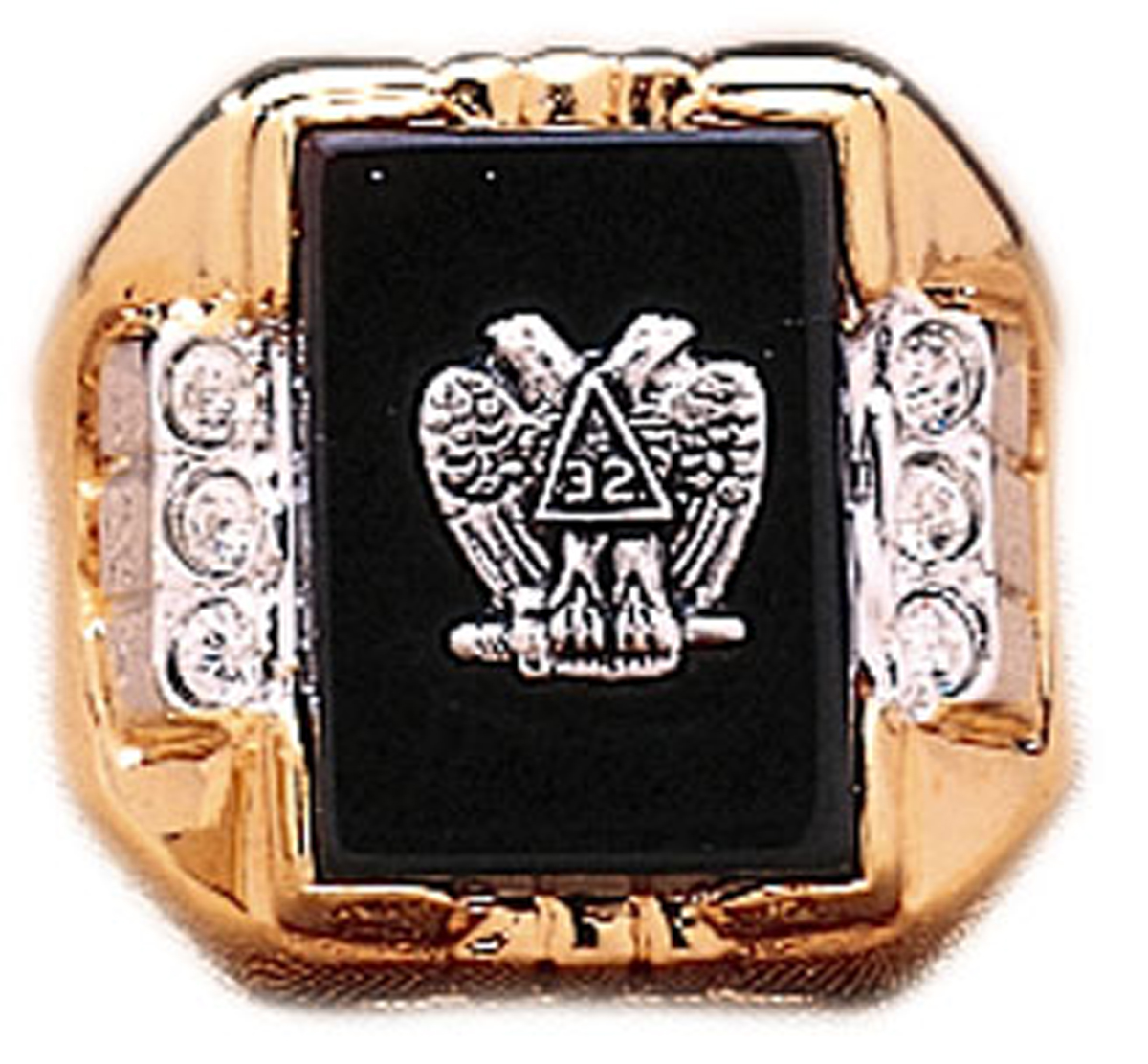 32nd Eagle Simulated Onyx Ring