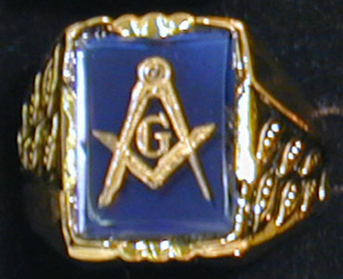 Masonic Synthetic Sapphire Ring