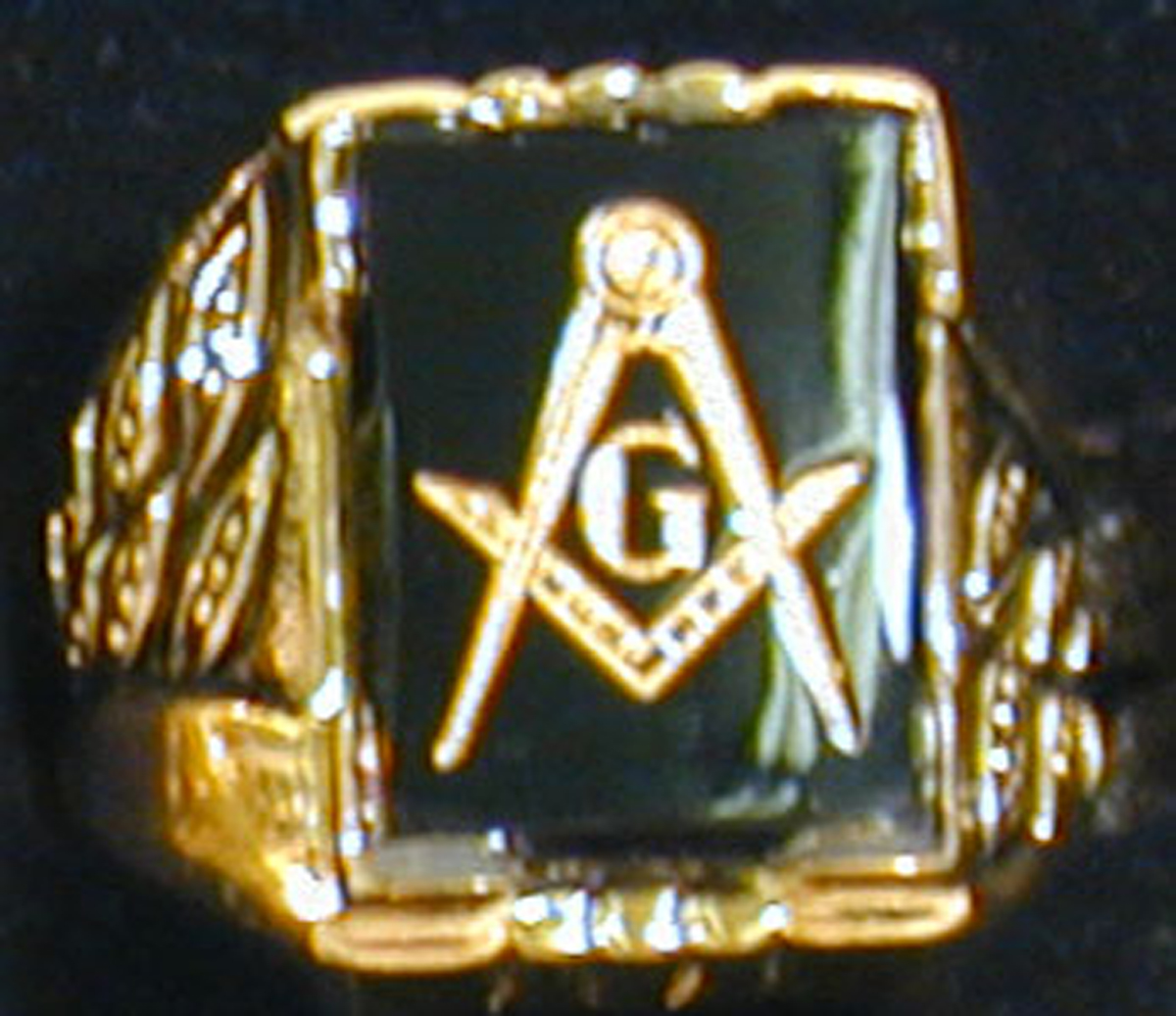 Masonic Black Onyx Ring