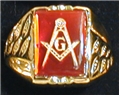 Masonic Imitation Ruby Ring