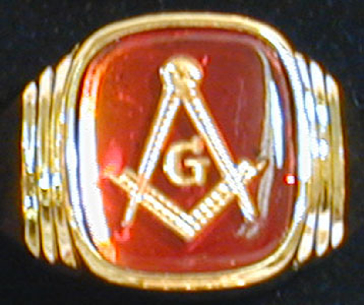 Masonic Imitation Ruby Ring