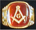 Masonic Imitation Ruby Ring