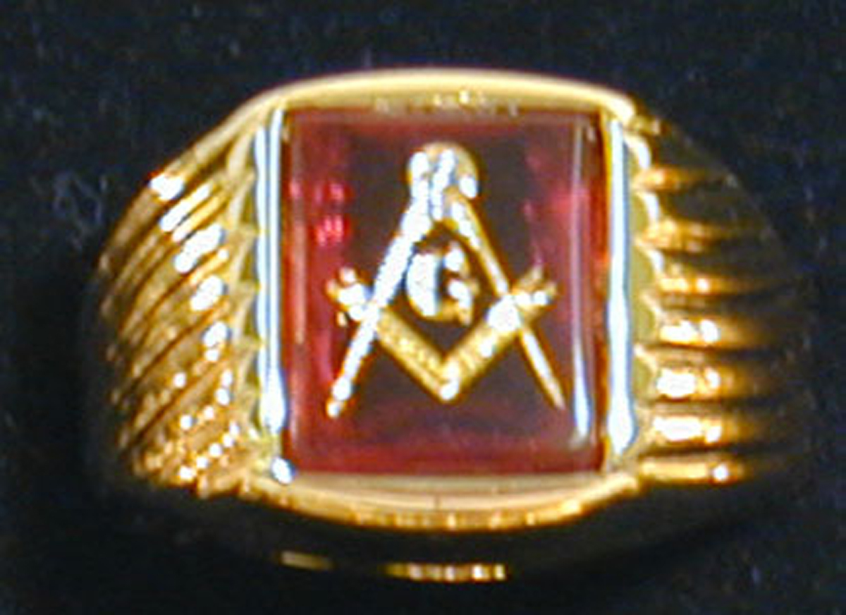 Masonic Imitation Ruby Ring