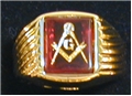 Masonic Imitation Ruby Ring