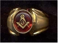 Masonic Synthetic Ruby Ring