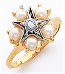 O.E.S. 10K Member's ring with Pearls and Star point emblem