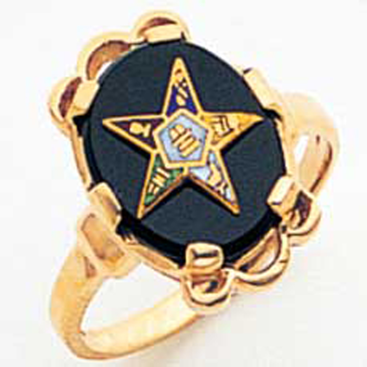 O.E.S.. Black Onyx 10k gold Circle ring
