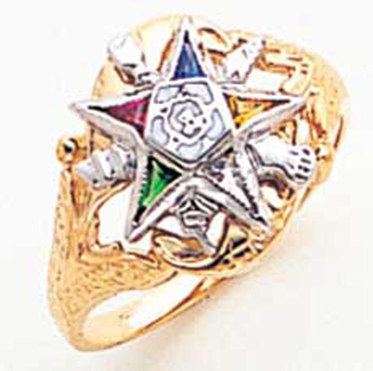 O.E.S. Open background 10k gold ring