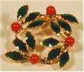 Gold plate enameled holly pin