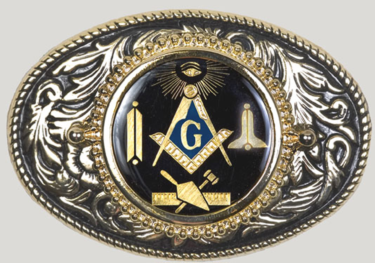 Masonic belt buckle oval