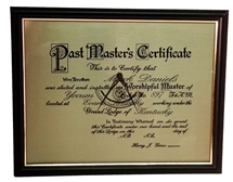 Past Master's on Brass Plate and Hardwood Frame