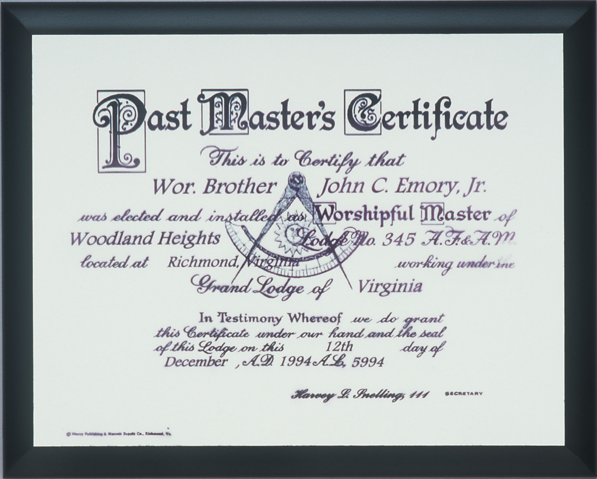 Meritorious Certificate 8" x10"  