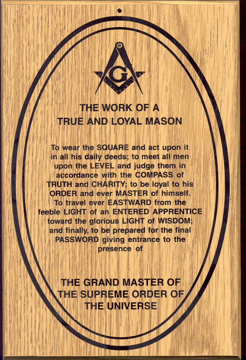 Masonic Plaque for the Blue Lodge