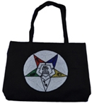 OES Beaded Black Canvas Bag