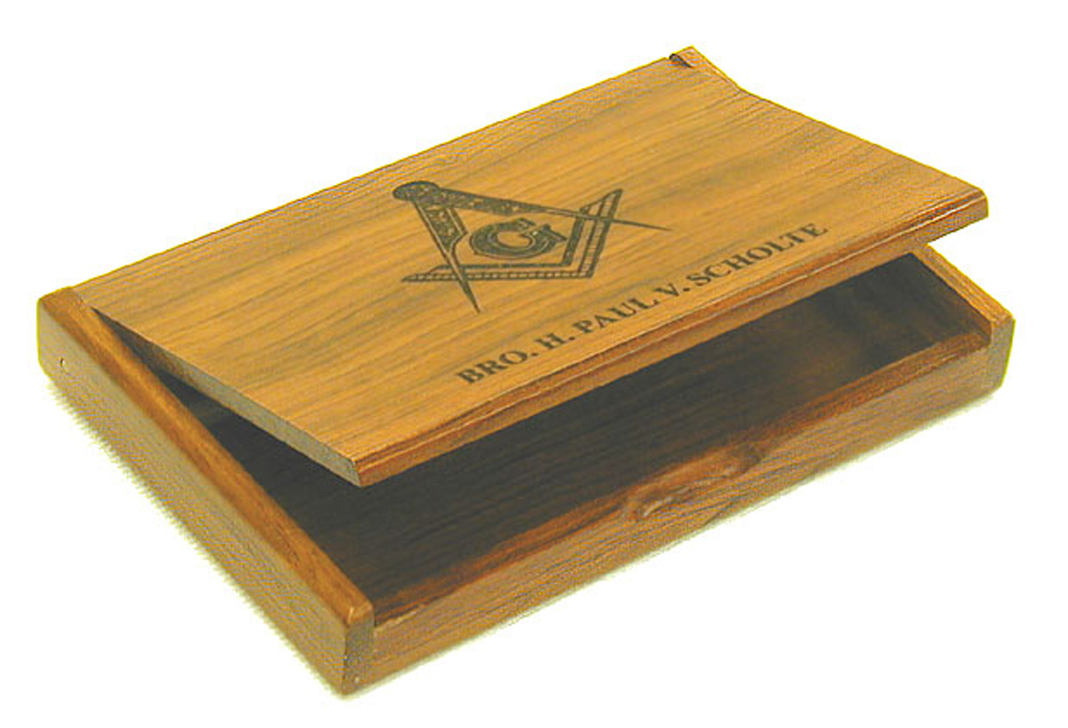 Masonic Cherry wood business card case with Emblem only