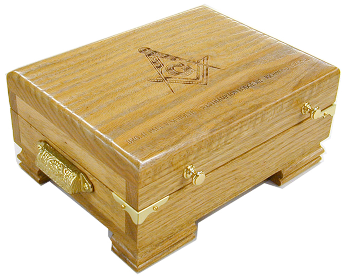 Oak Masonic Bible/Keepsake box w/brass