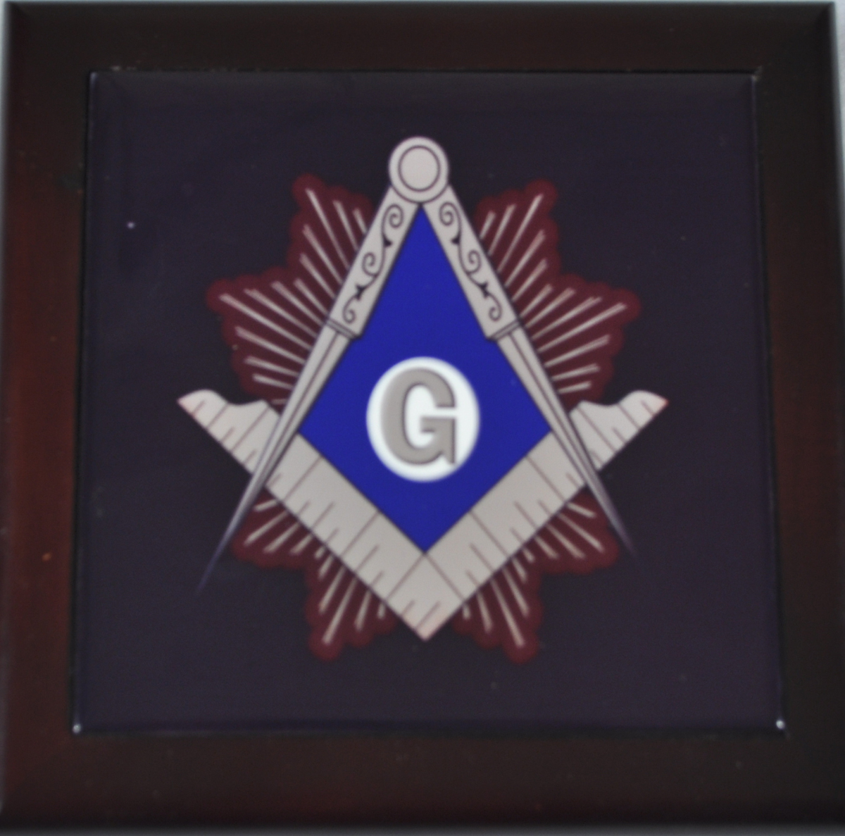 Masonic Mahogany Keepsake box  7"X 7"X 21/2