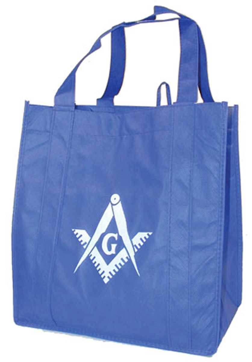 Masonic Grocery tote blue w/white emb.