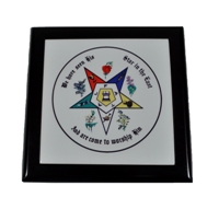 OES Keepsake Box with inlaid tile, 5 1/2"  x 5 1/2" x 2 1/2