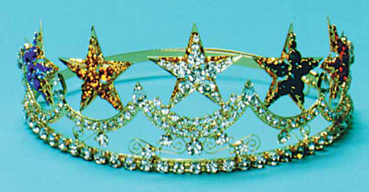 Carmen Eastern Star Crown in gold tone with stars in colored stones