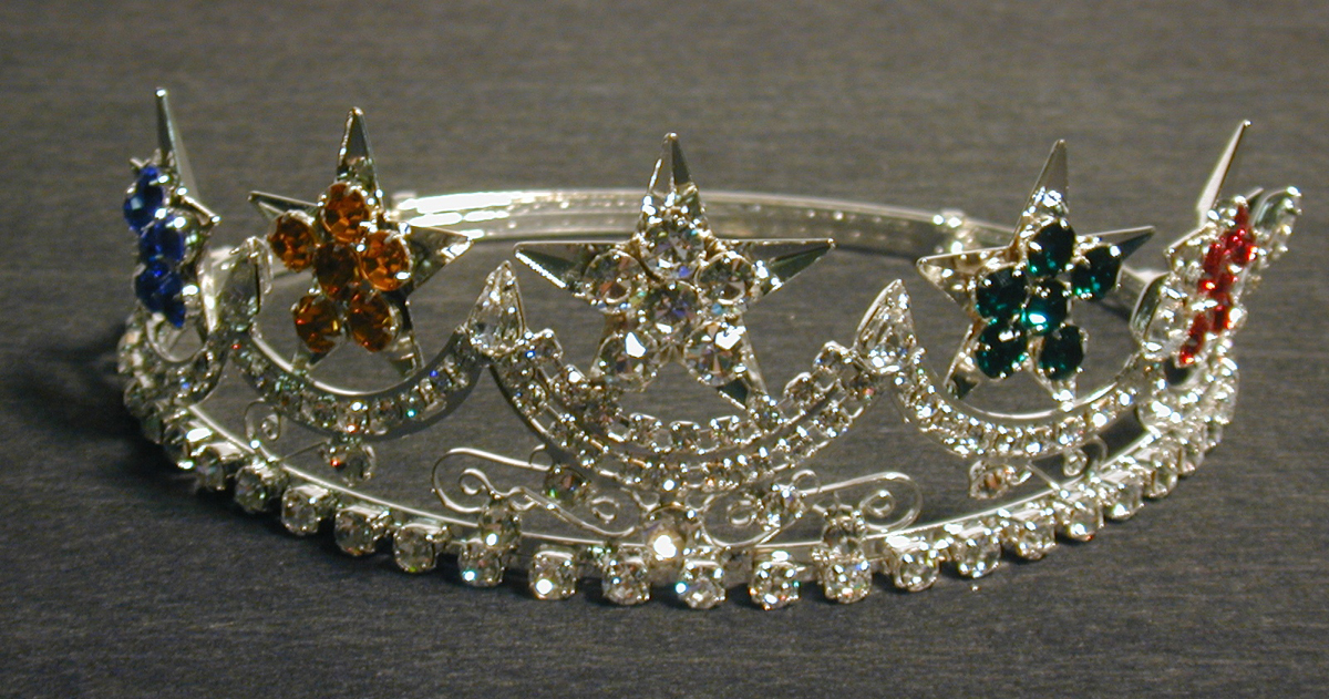 Carmen Eastern Star Crown in silver tone with stars in colored stones